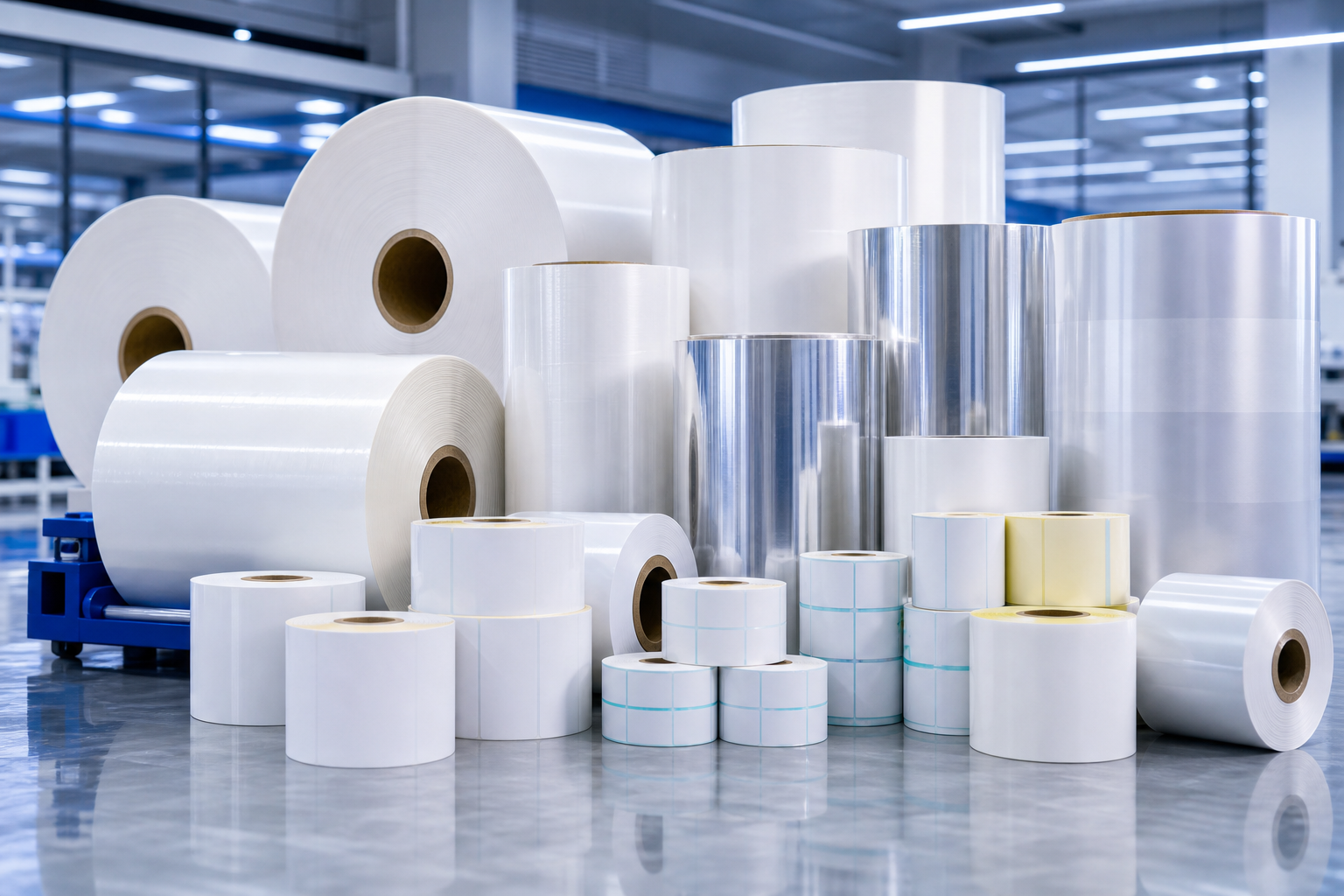 Jumbo rolls and film label materials